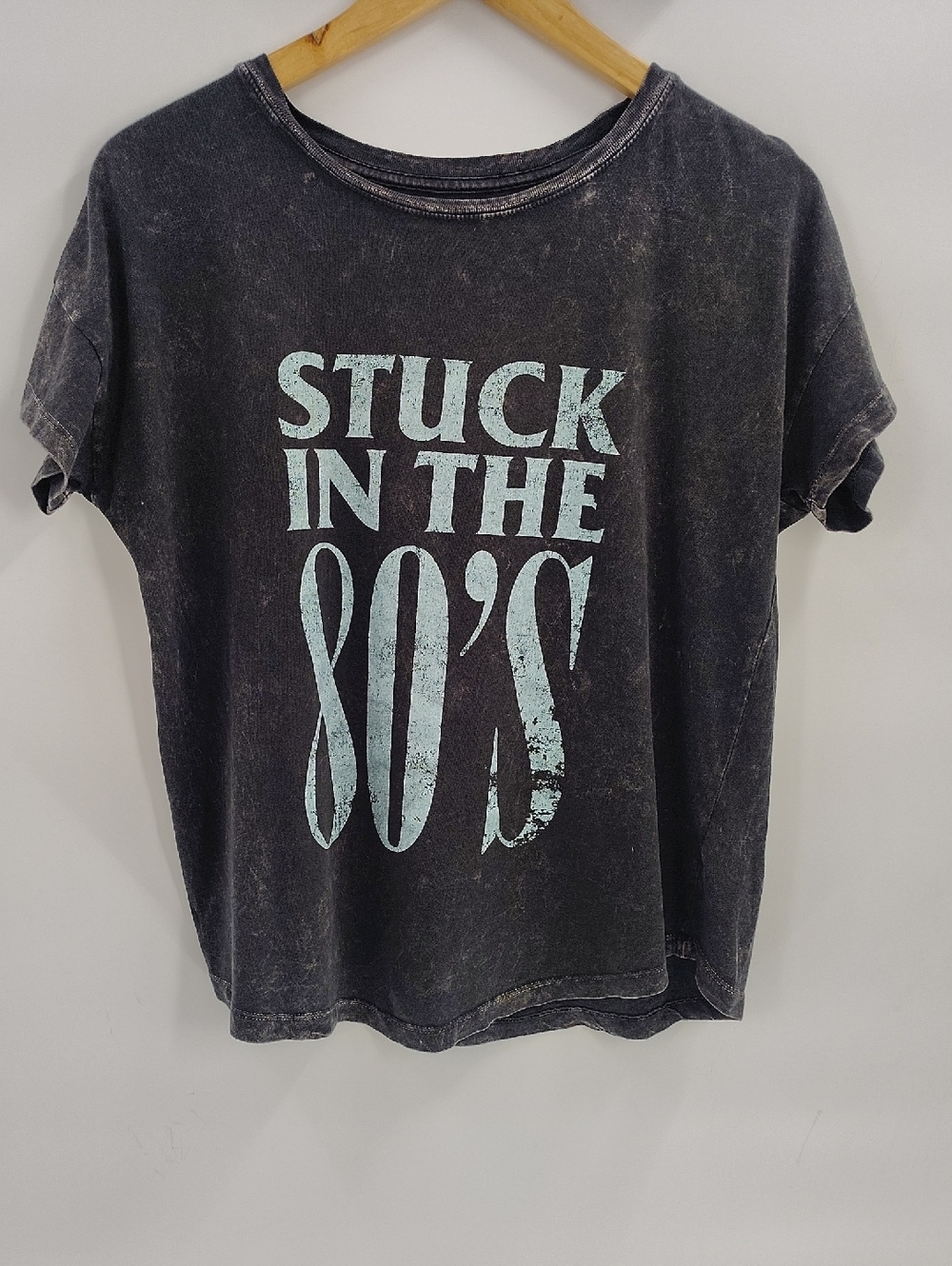 Vintage Canvas “Stuck in the 80’s” Tee Size Small Mineral Wash Black